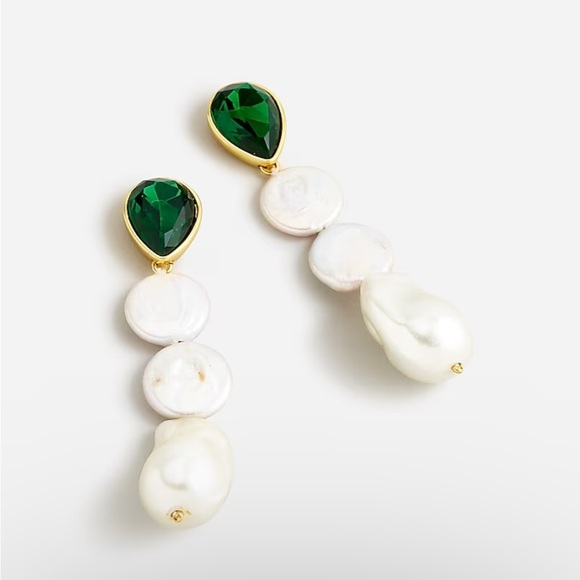 J. Crew Freshwater pearl and crystal drop earrings - Picture 1 of 5